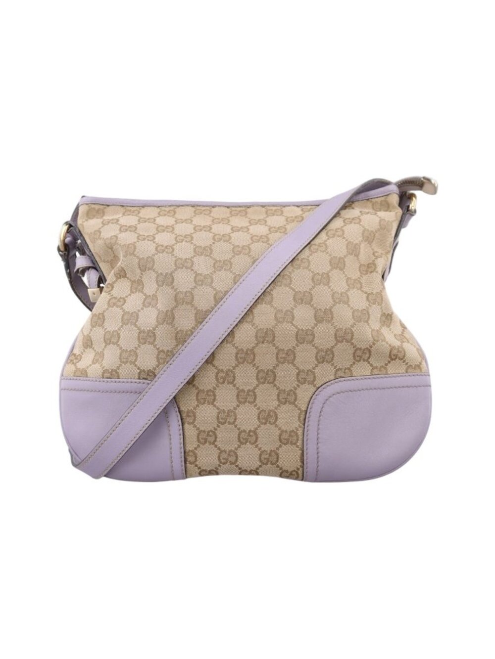 Gucci Prince Purple Beige Leather Canvas Messenger